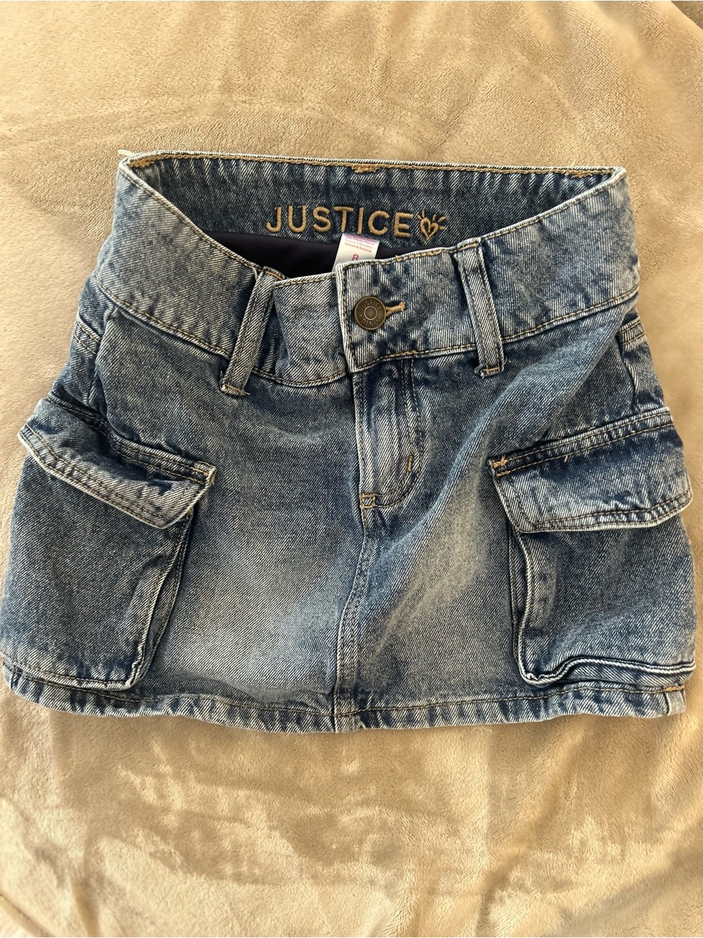 Size 8 Justice Girls' Light Blue Denim Cargo Skort